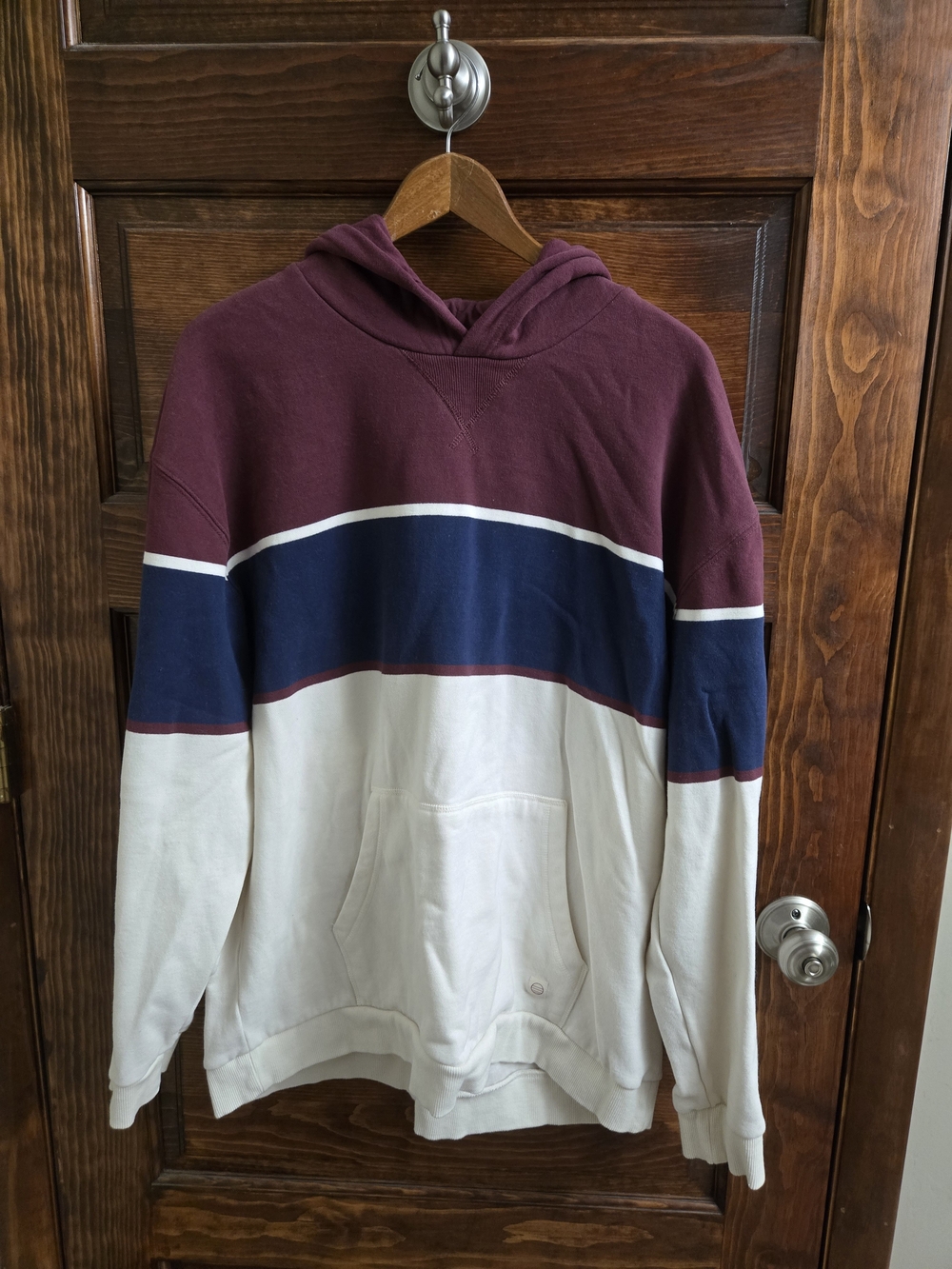 Marine Layer Colorblock Hoodie in Burgundy, Navy, White